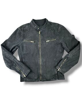 Matchstick Union Charcoal Grey Denim Moto Jacket Japanese Denim Y2K EUC